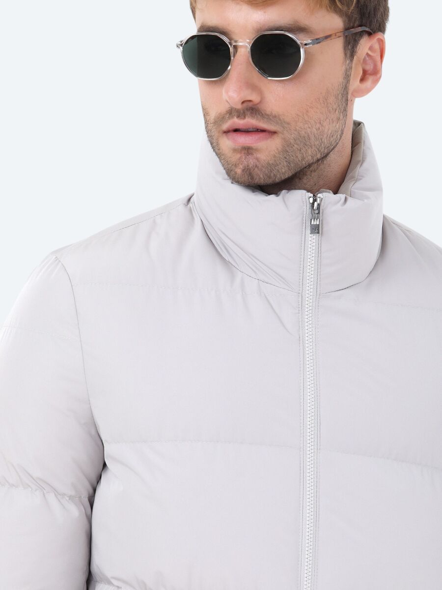 Stone Regular Fit Turtleneck Casual Weaving Coat - 6