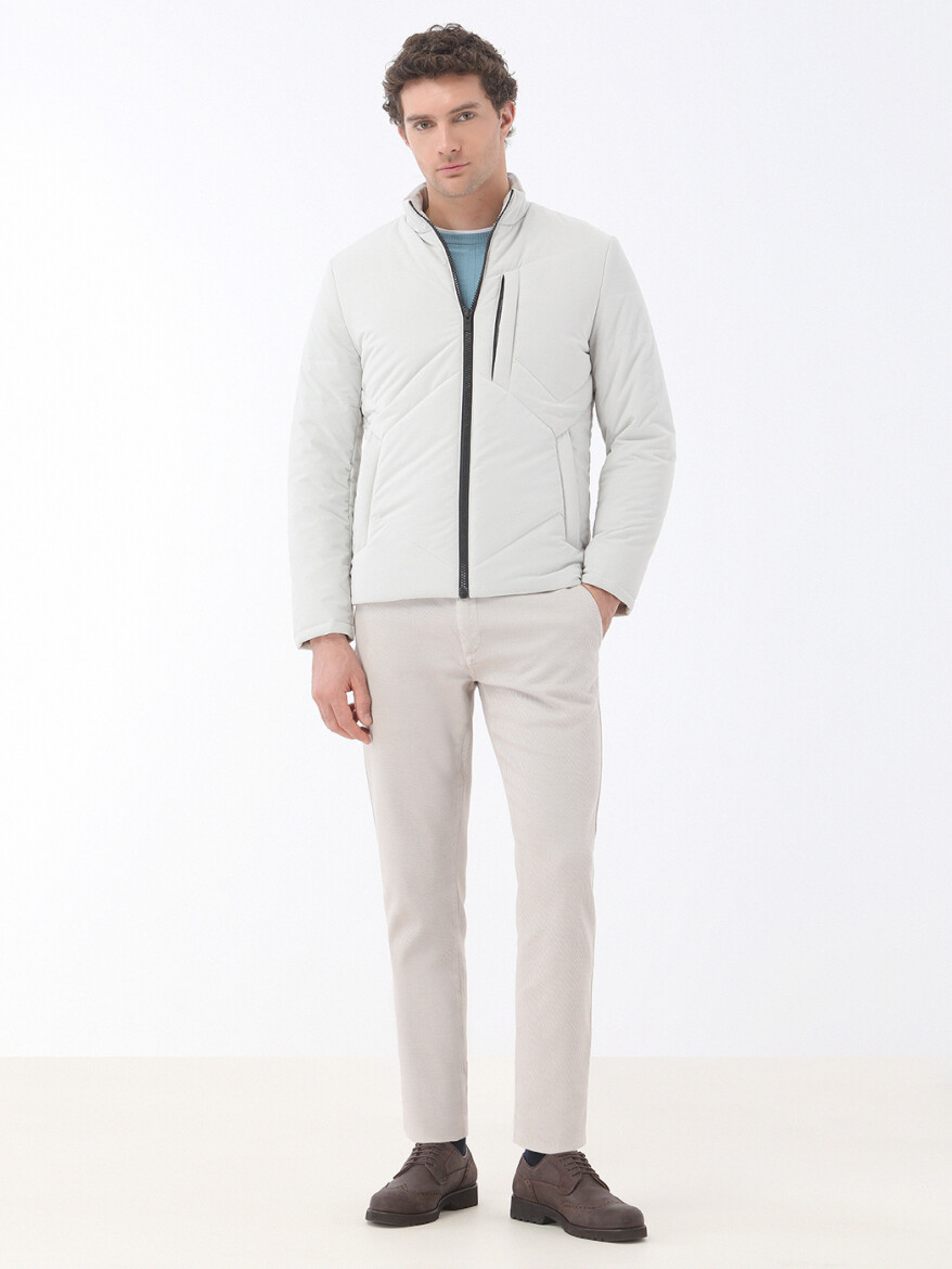 Stone Regular Fit Turtleneck Casual Weaving Coat - 2