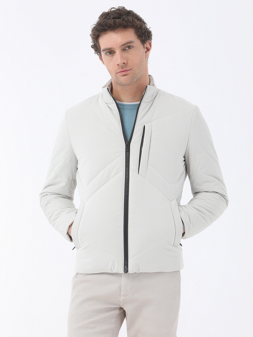 Stone Regular Fit Turtleneck Casual Weaving Coat - 3