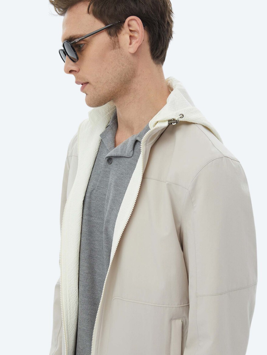 Stone Regular Fit Turtleneck Casual Weaving Double-Sided Coat - 3