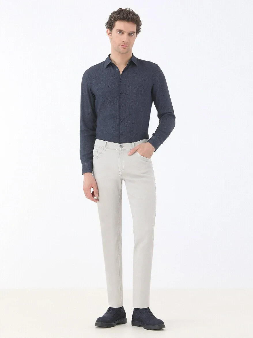 Stone Slim Fit Denim Cotton Blended Trousers - 2