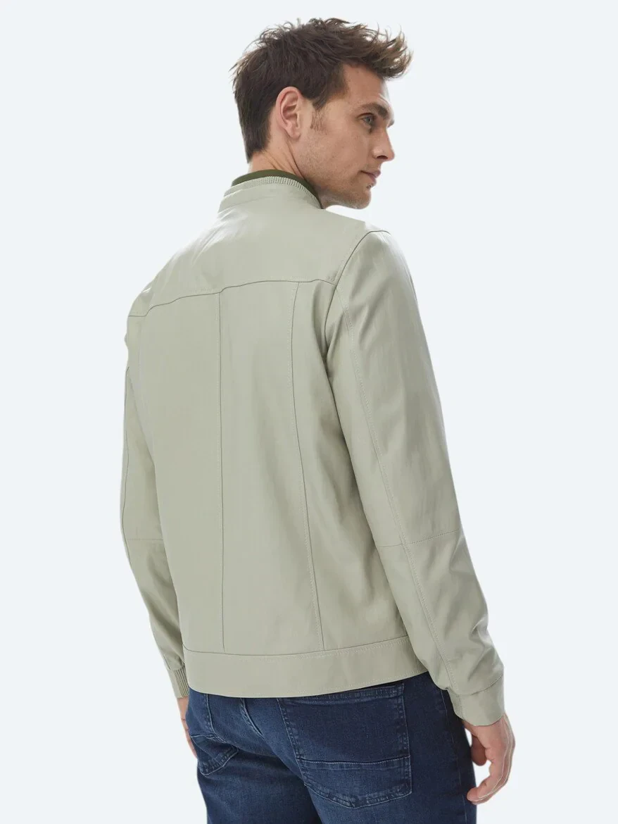 Stone Smart Casual Sheep Leather Leather Coat - 12
