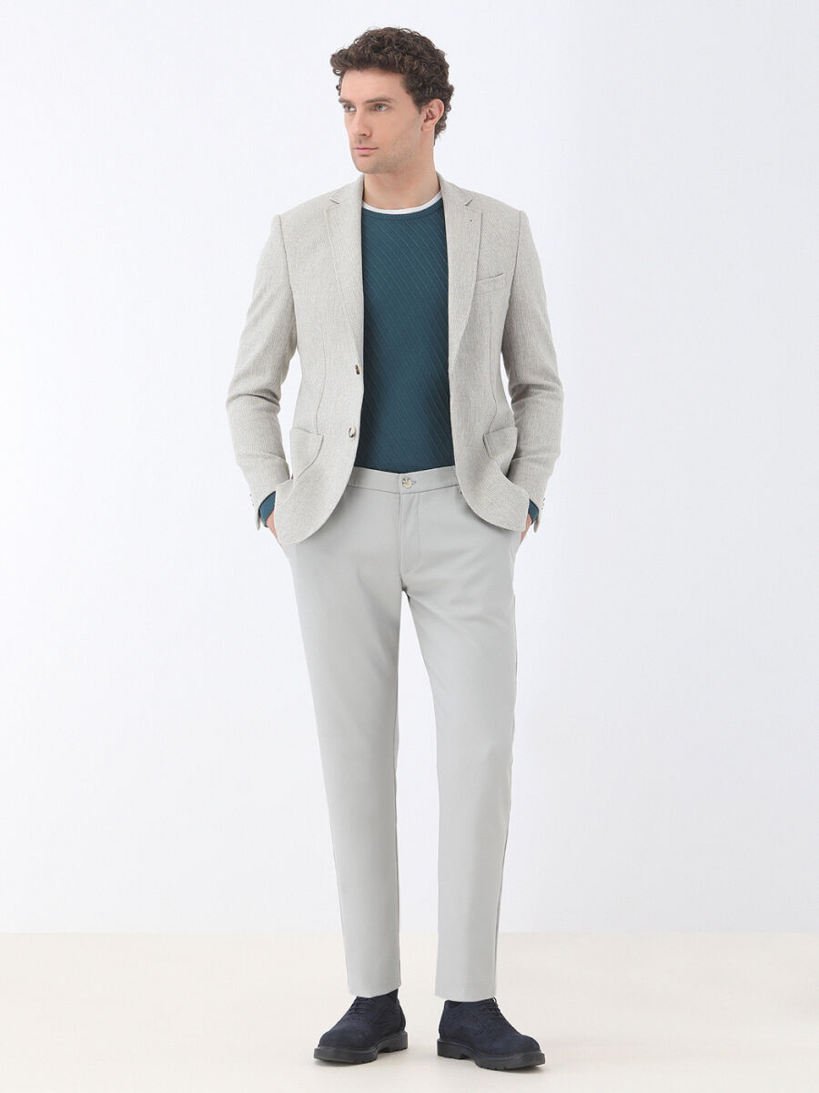 Stone Striped Modern Fit Wool Blended Jacket - 2