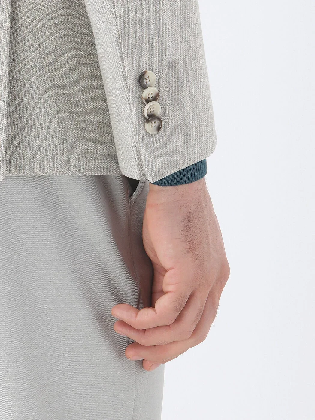 Stone Striped Modern Fit Wool Blended Jacket - 4