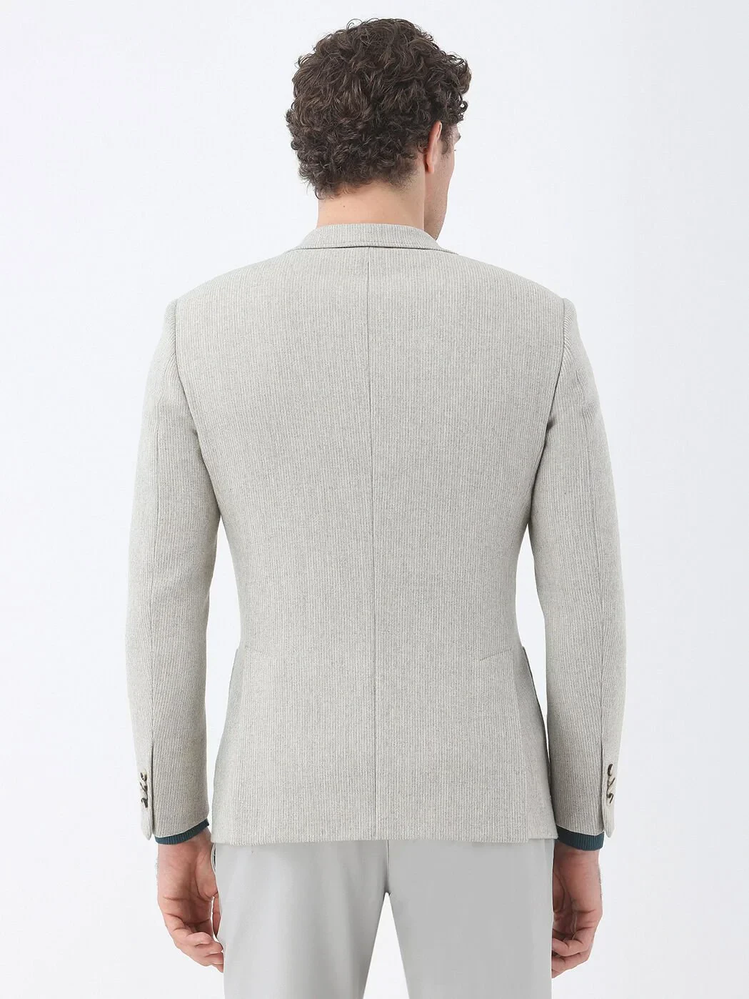 Stone Striped Modern Fit Wool Blended Jacket - 5