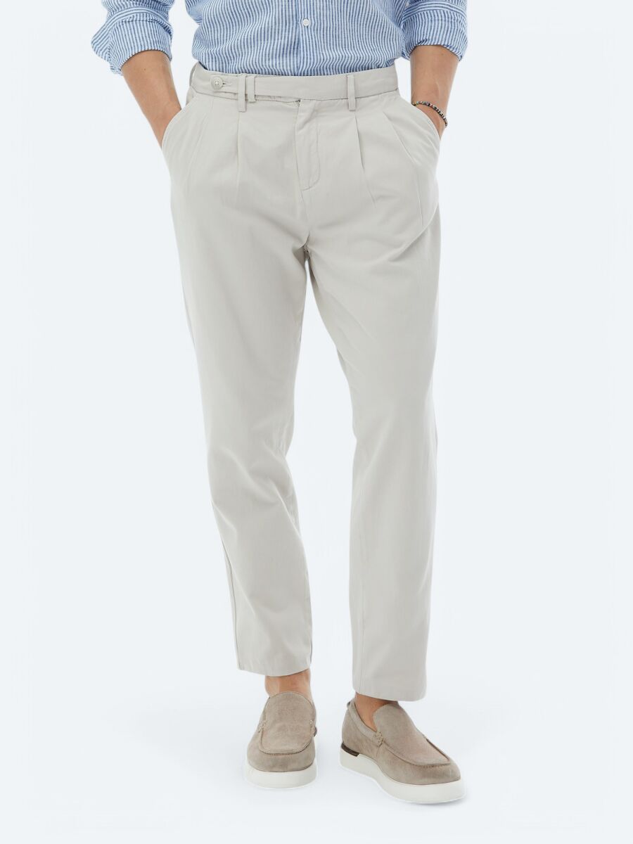 Stone Weaving Carrot Fit Smart Casual 100% Cotton Trousers - 3