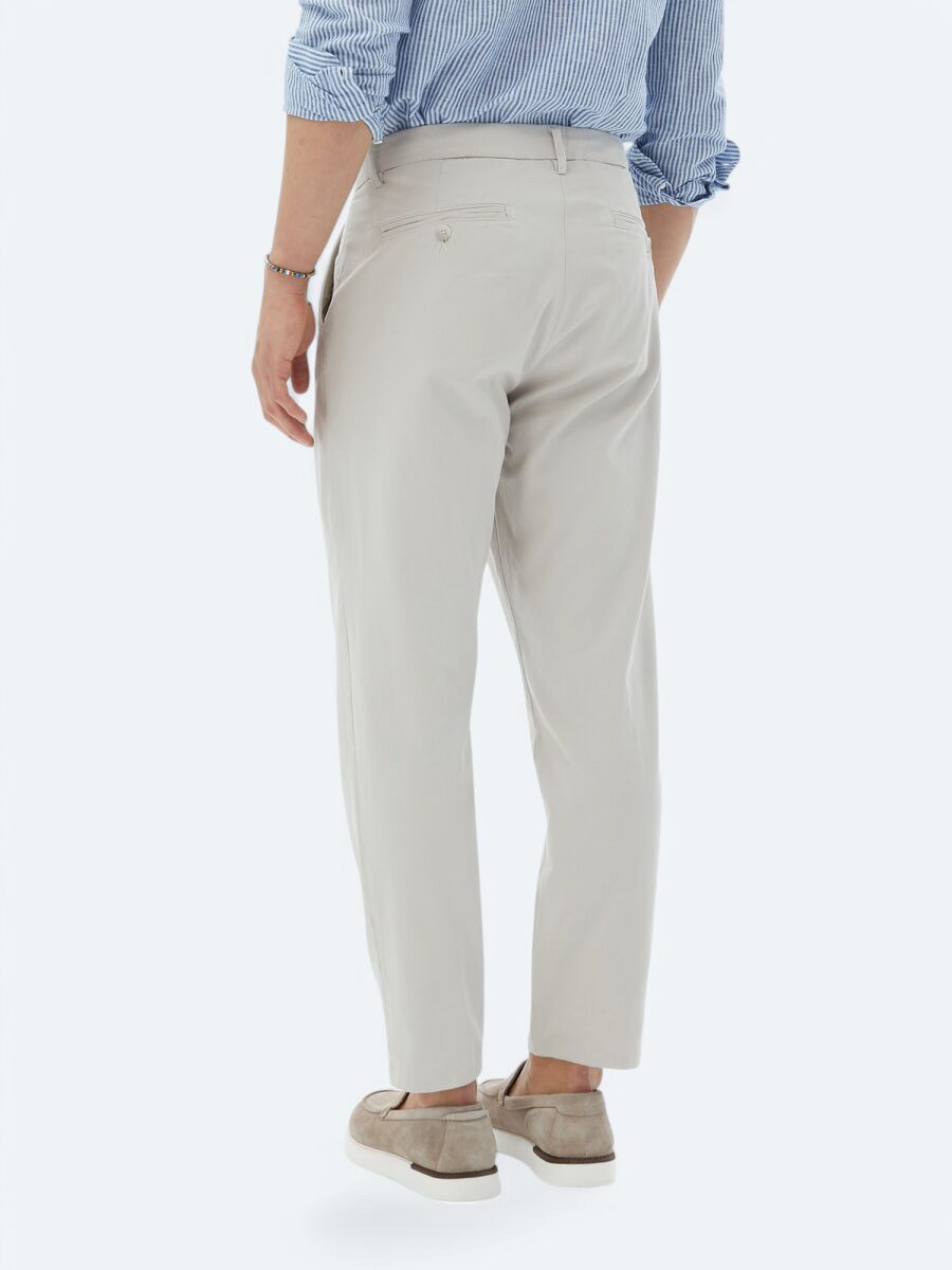 Stone Weaving Carrot Fit Smart Casual 100% Cotton Trousers - 5