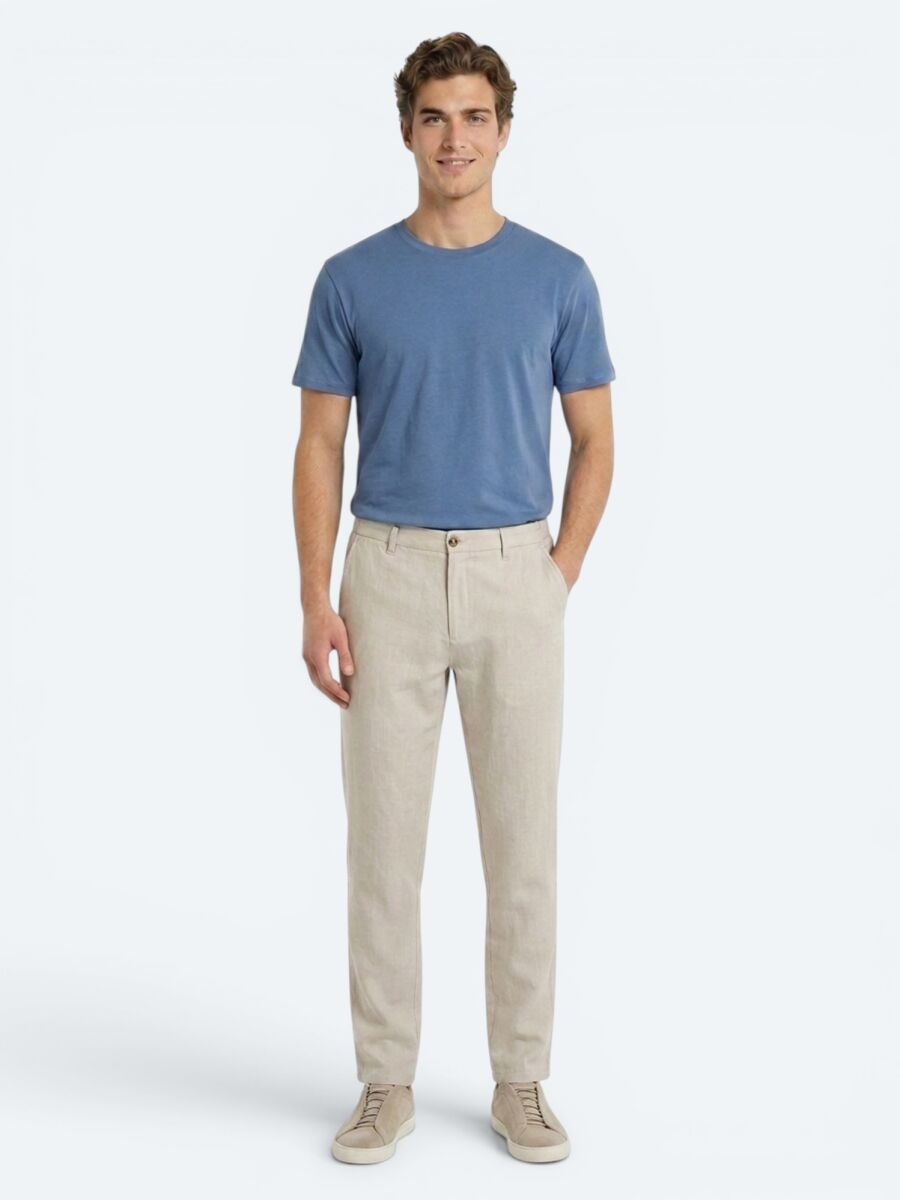 Stone Weaving Jogging Fit Casual 100% Linen Trousers - 1