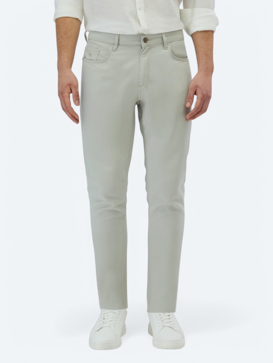 Stone Weaving Regular Fit Casual Cotton Blended Trousers 