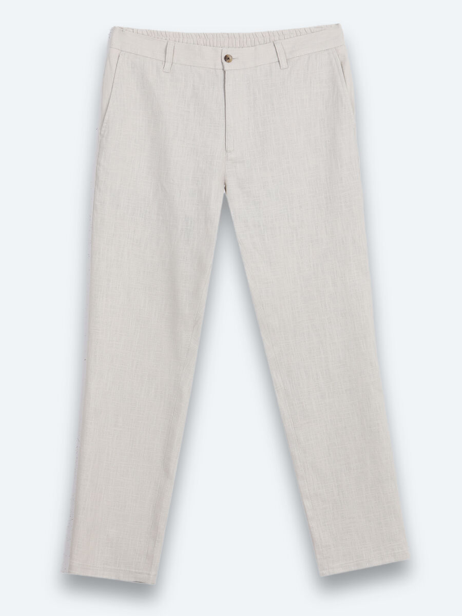 Stone Weaving Relaxed Fit Casual Cotton Blended Trousers - 6