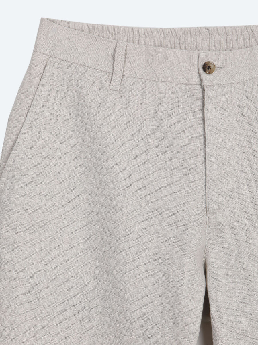 Stone Weaving Relaxed Fit Casual Cotton Blended Trousers - 7