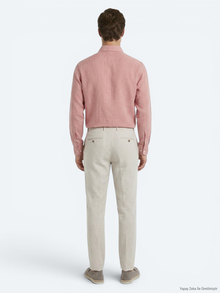 Stone Weaving Relaxed Fit Casual Cotton Blended Trousers - 5