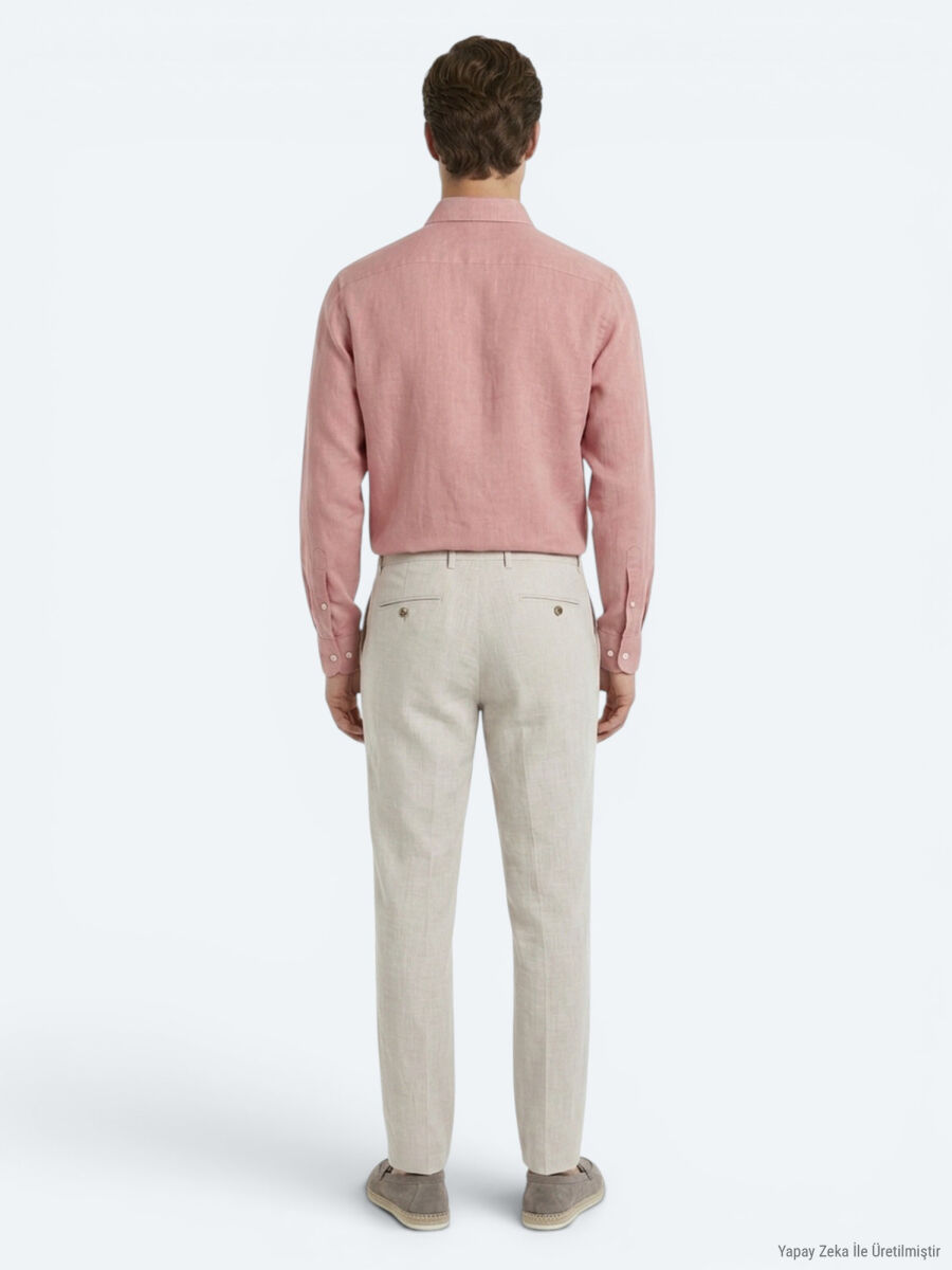 Stone Weaving Relaxed Fit Casual Cotton Blended Trousers - 5