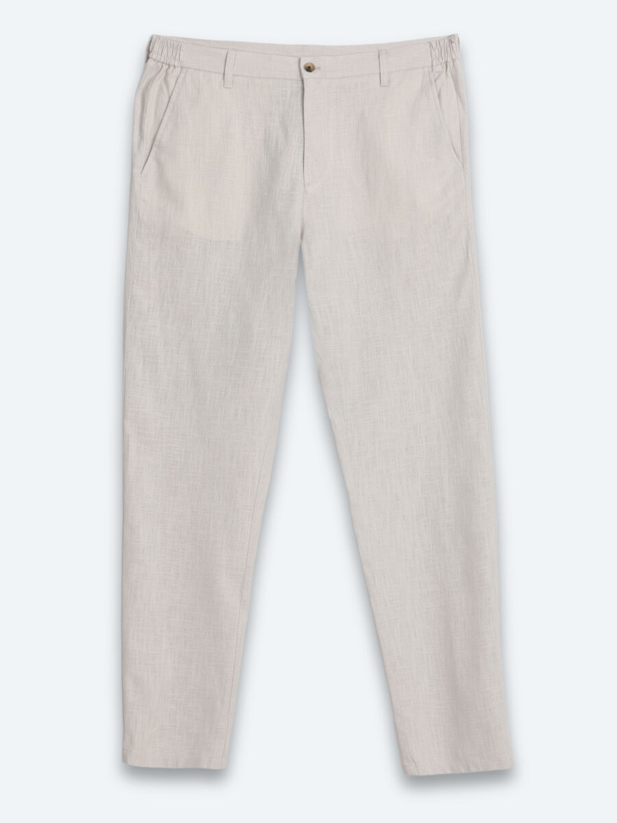Stone Weaving Relaxed Fit Casual Cotton Blended Trousers - 6