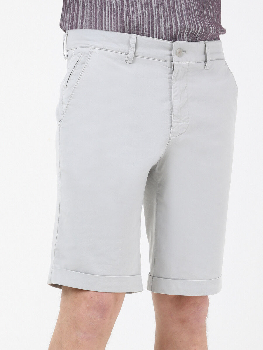 Stone Weaving Slim Fit Casual Cotton Blended Bermuda - 3