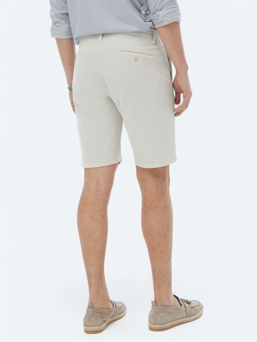 Stone Weaving Slim Fit Casual Cotton Blended Bermuda - 4