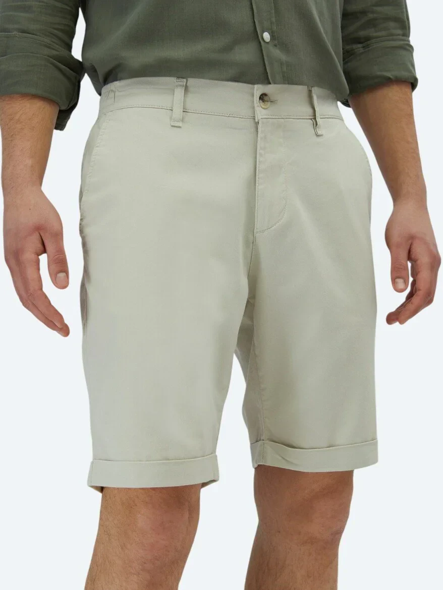 Stone Weaving Slim Fit Casual Cotton Blended Bermuda - 3