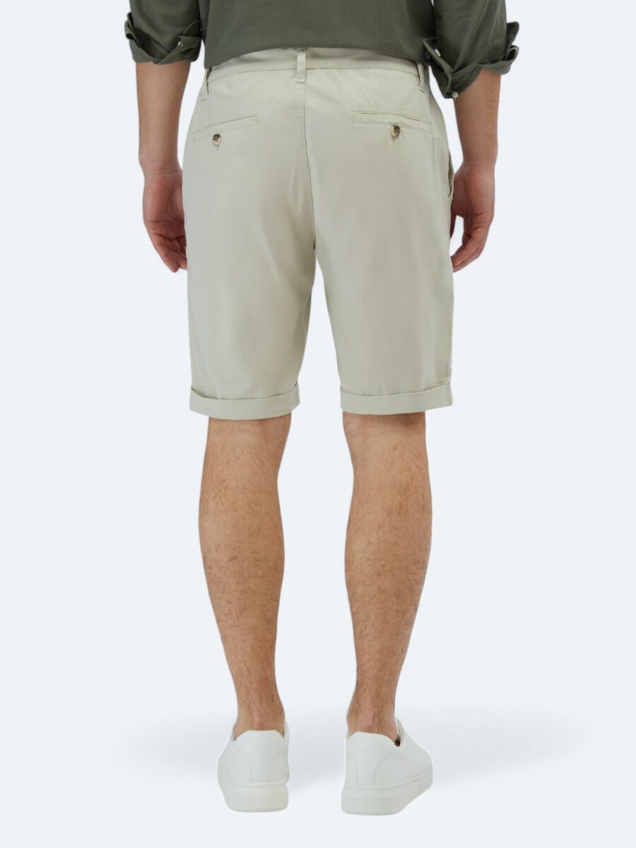 Stone Weaving Slim Fit Casual Cotton Blended Bermuda - 4