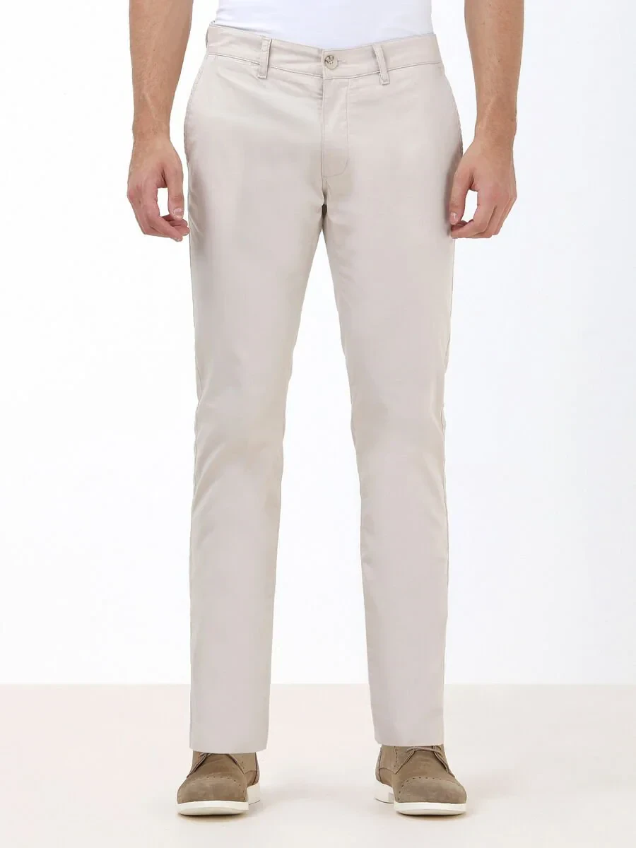 Stone Weaving Slim Fit Casual Cotton Blended Trousers - 1