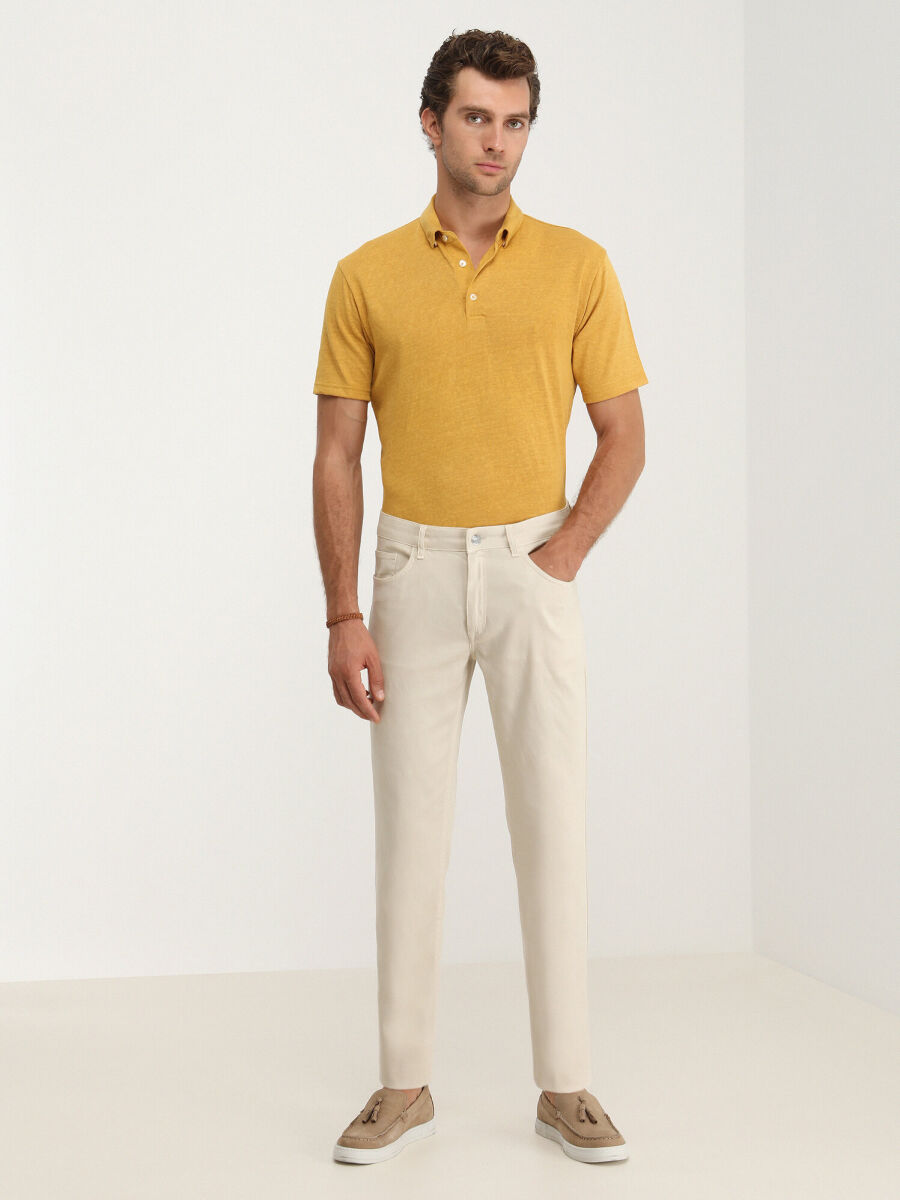 Stone Weaving Slim Fit Casual Cotton Blended Trousers - 2