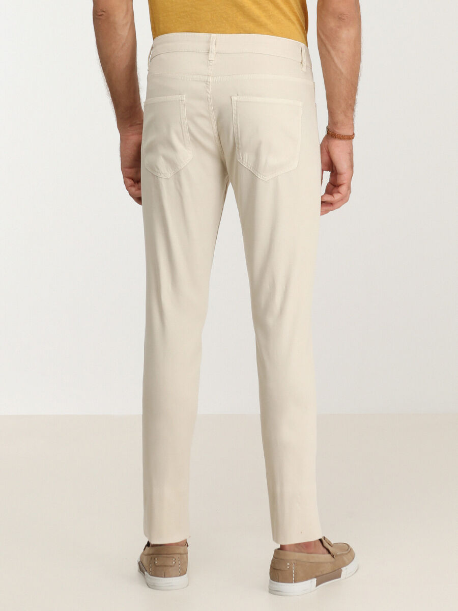 Stone Weaving Slim Fit Casual Cotton Blended Trousers - 4