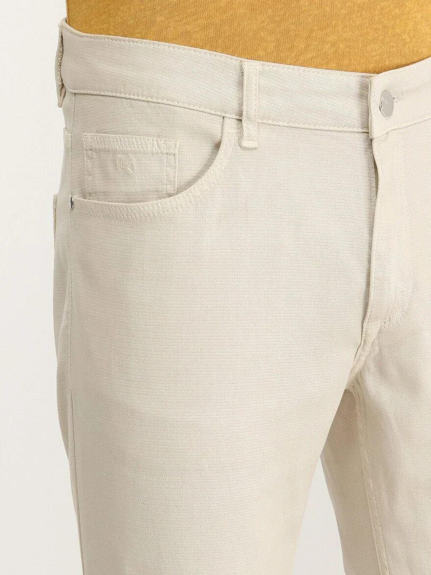 Stone Weaving Slim Fit Casual Cotton Blended Trousers - KİP