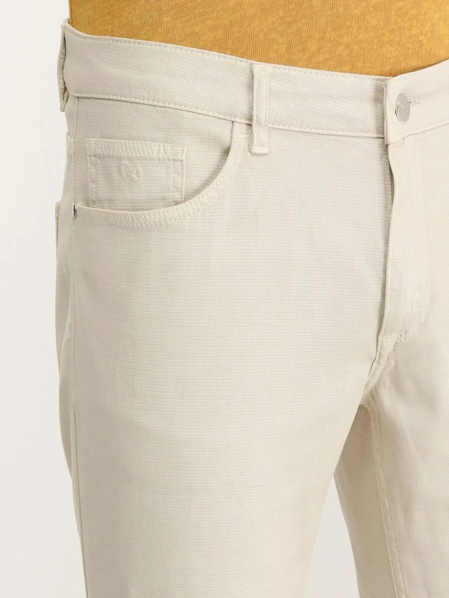 Stone Weaving Slim Fit Casual Cotton Blended Trousers - 3