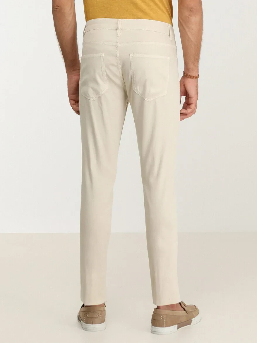 Stone Weaving Slim Fit Casual Cotton Blended Trousers - KİP