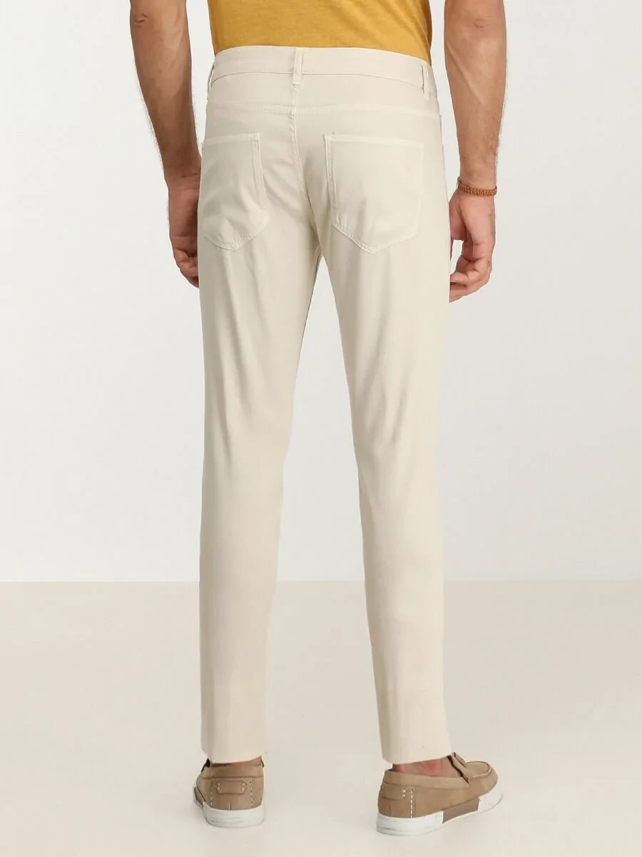 Stone Weaving Slim Fit Casual Cotton Blended Trousers - 4