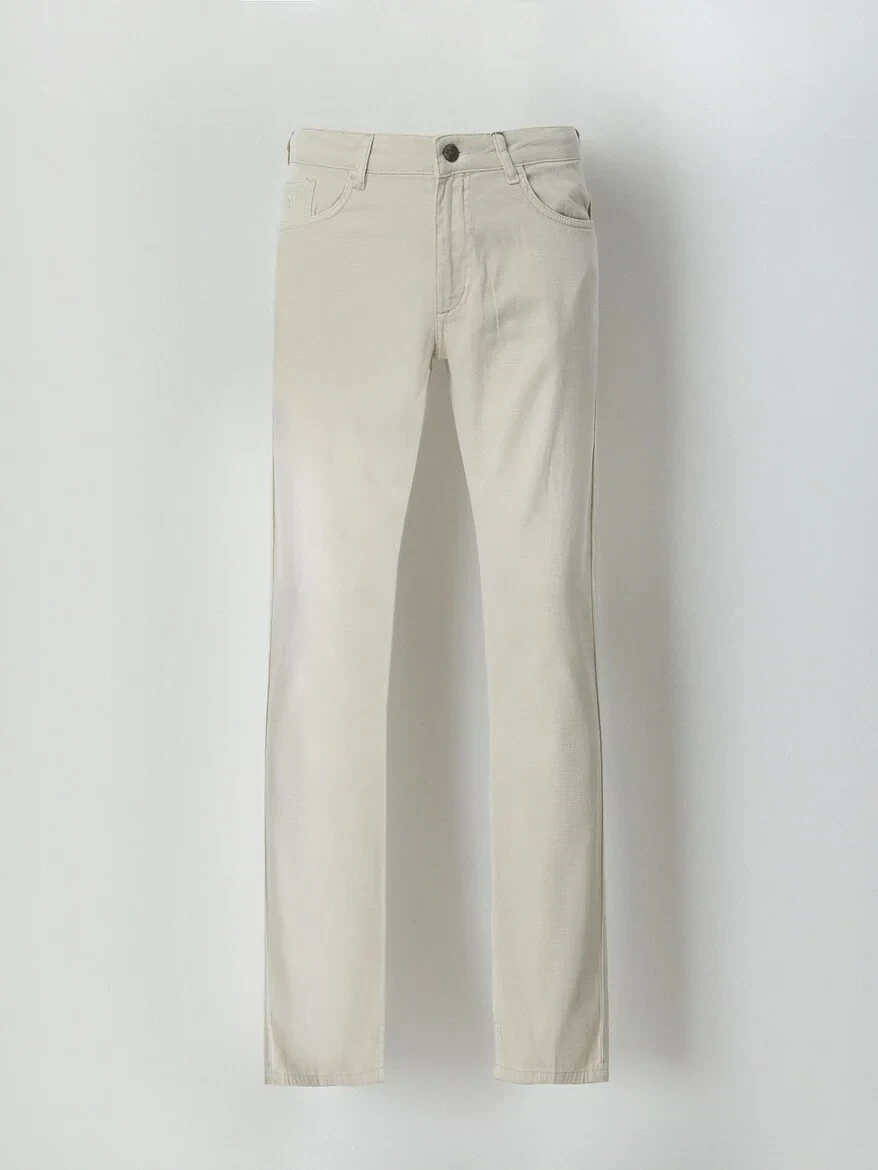 Stone Weaving Slim Fit Casual Cotton Blended Trousers - 5