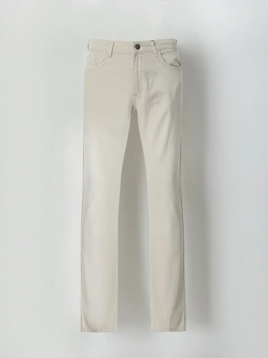 Stone Weaving Slim Fit Casual Cotton Blended Trousers - 5