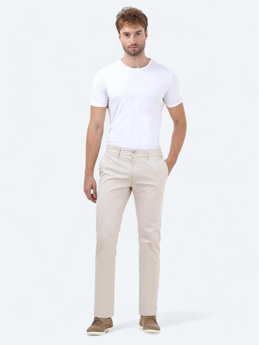 Stone Weaving Slim Fit Casual Cotton Blended Trousers - 1