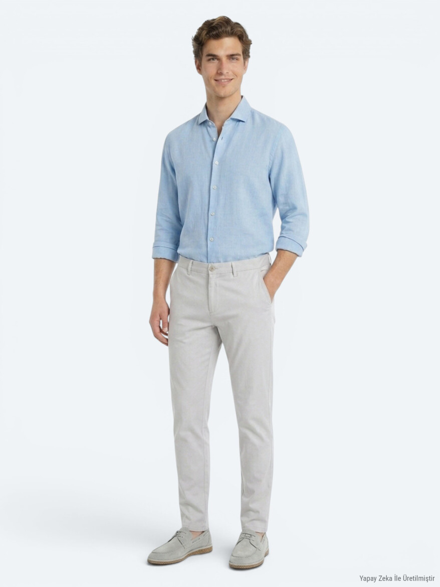 Stone Weaving Slim Fit Casual Trousers - KİP