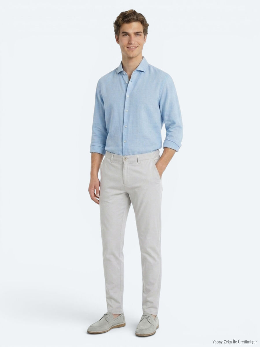 Stone Weaving Slim Fit Casual Trousers - 1