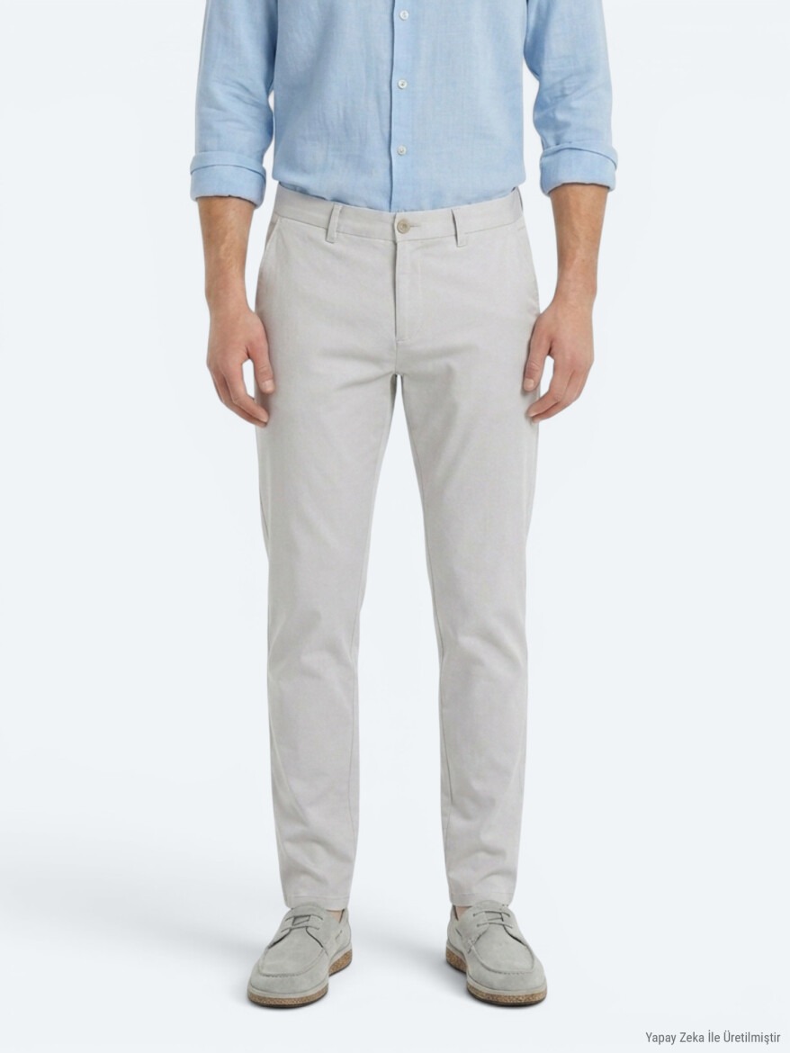 Stone Weaving Slim Fit Casual Trousers - KİP