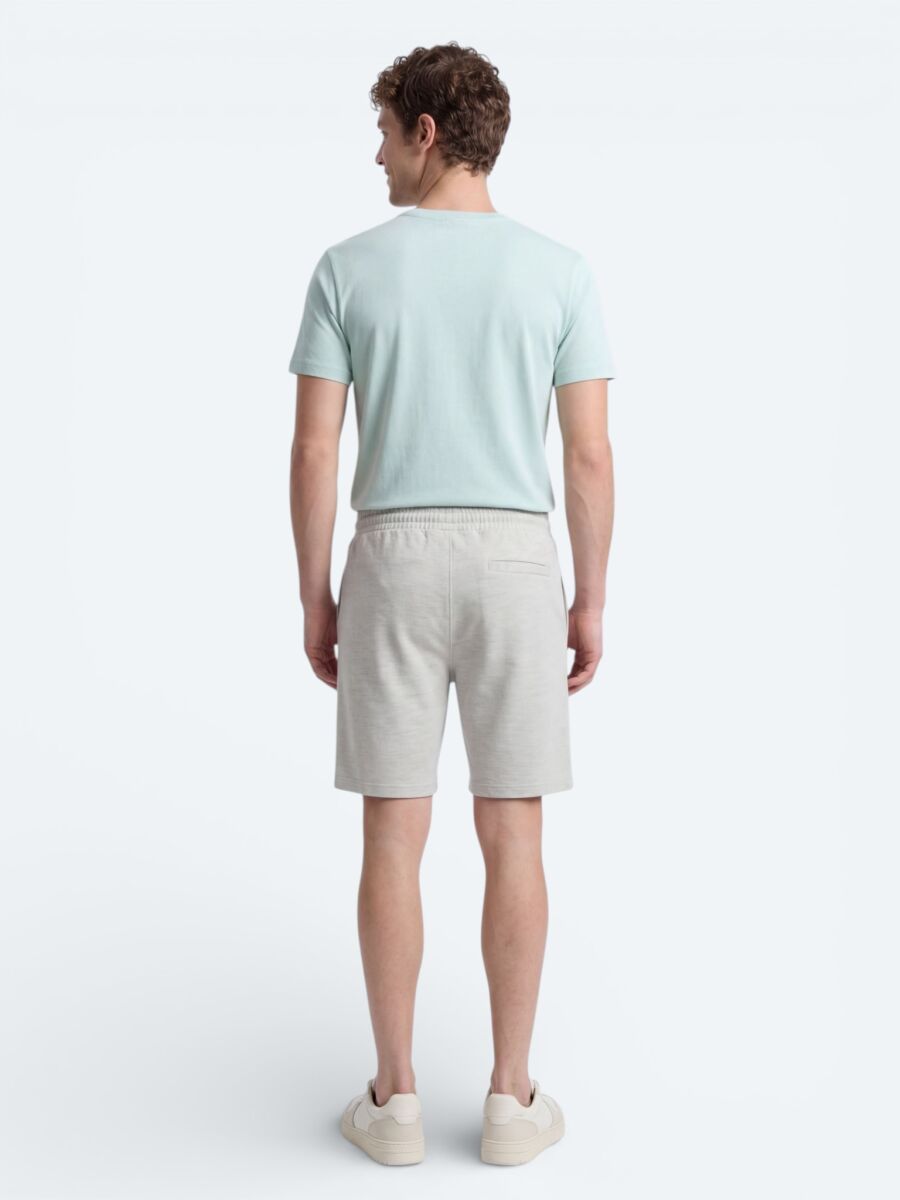 Su Yeşili Düz Örme Regular Fit Casual Bermuda - 5