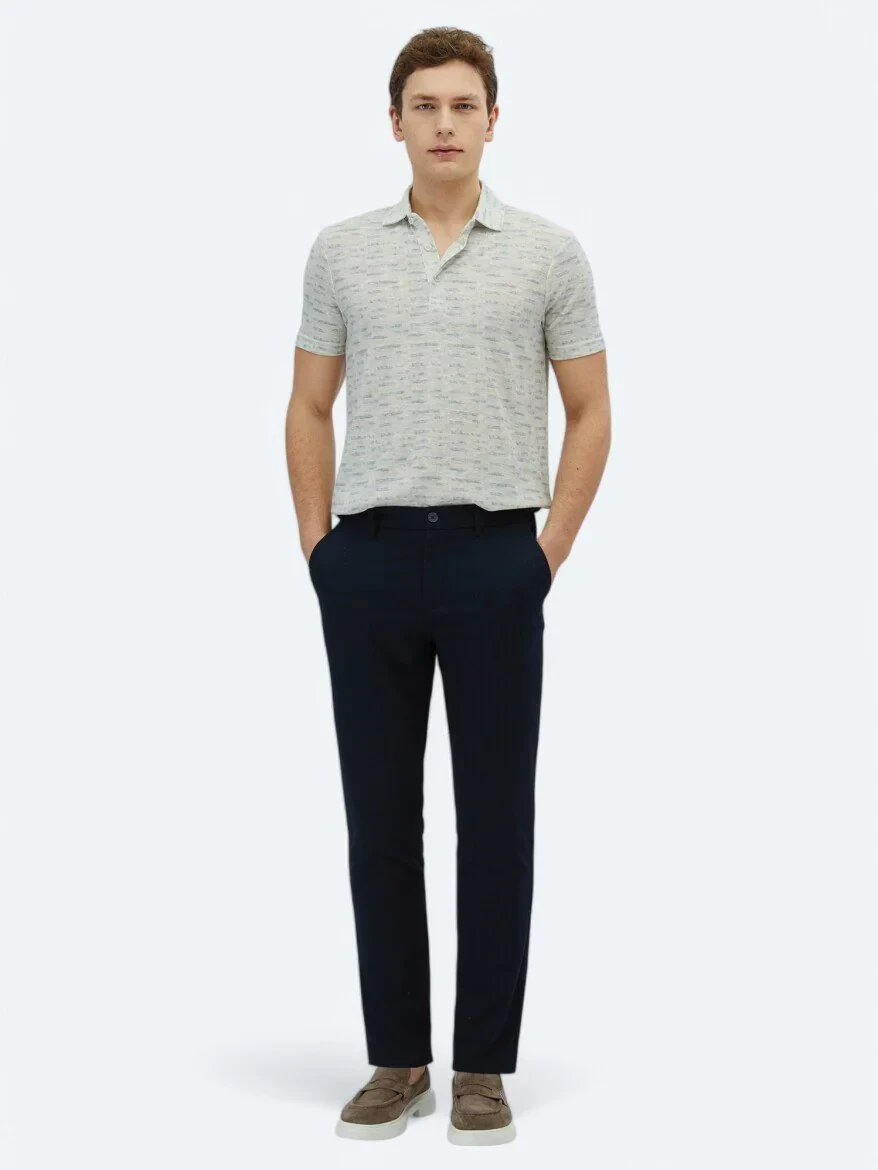 Taş Baskılı Polo Yaka Pamuk Karışımlı T-Shirt - 2