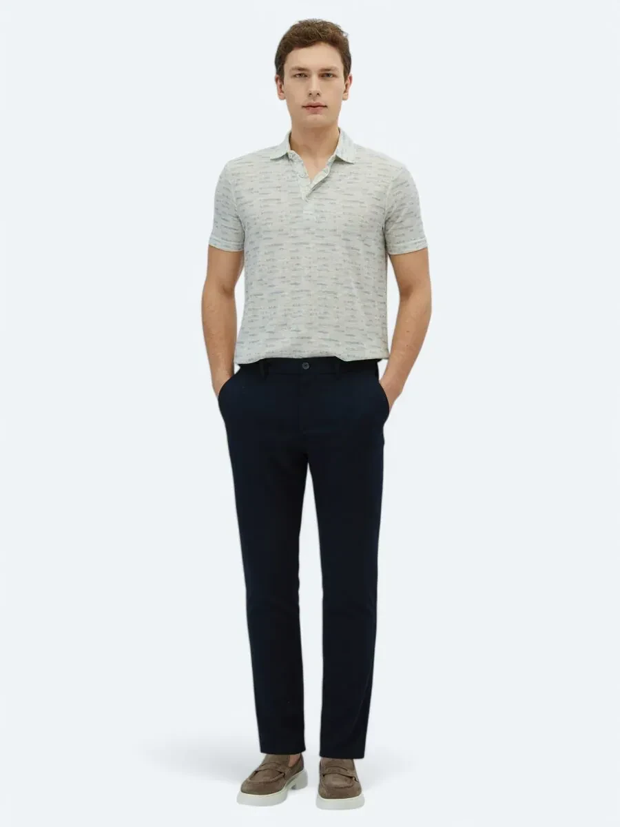Taş Baskılı Polo Yaka Pamuk Karışımlı T-Shirt - 2
