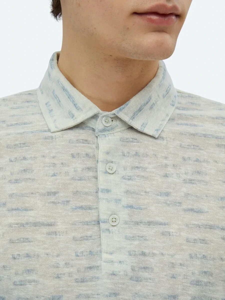 Taş Baskılı Polo Yaka Pamuk Karışımlı T-Shirt - 4