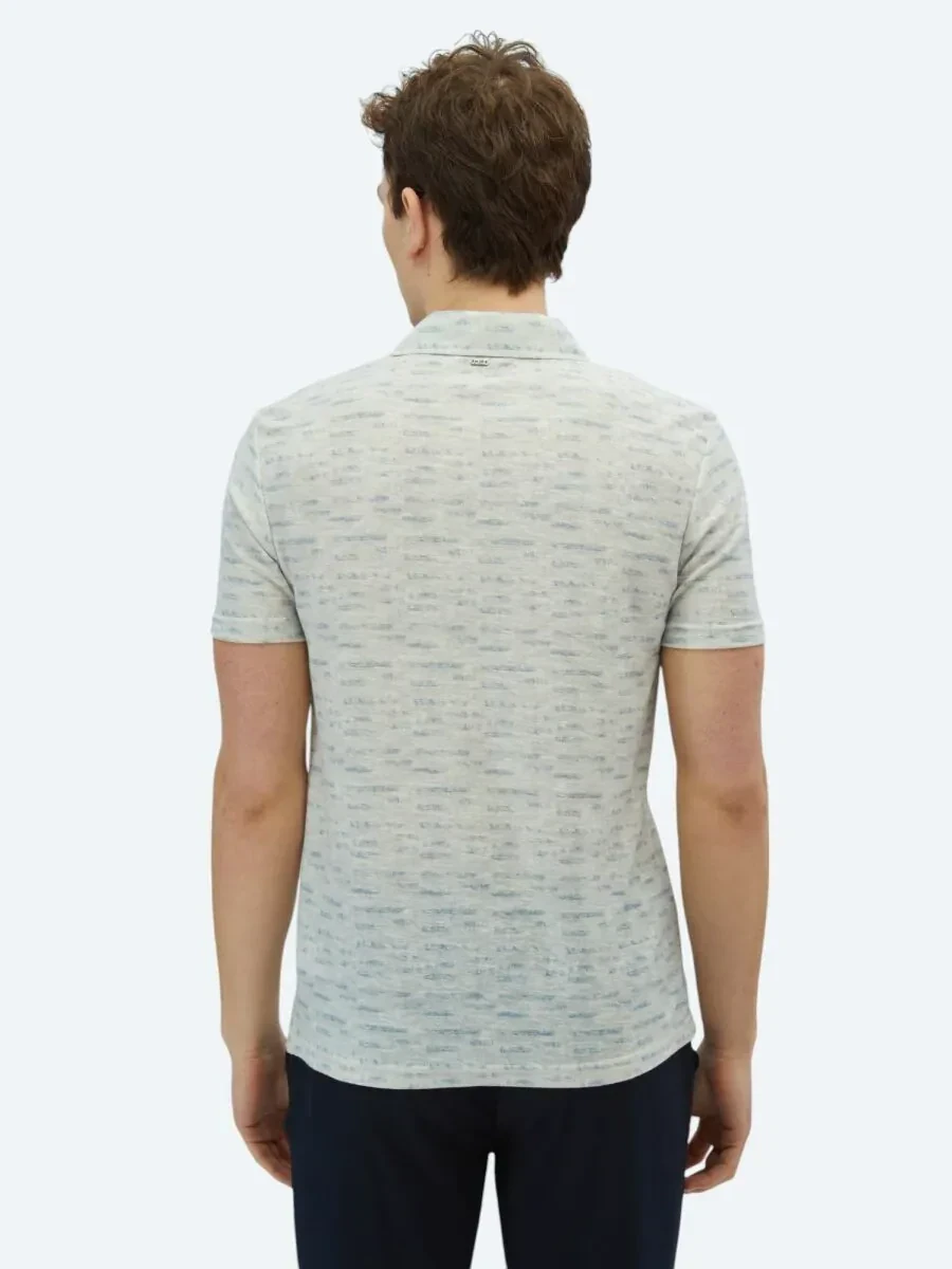 Taş Baskılı Polo Yaka Pamuk Karışımlı T-Shirt - 6