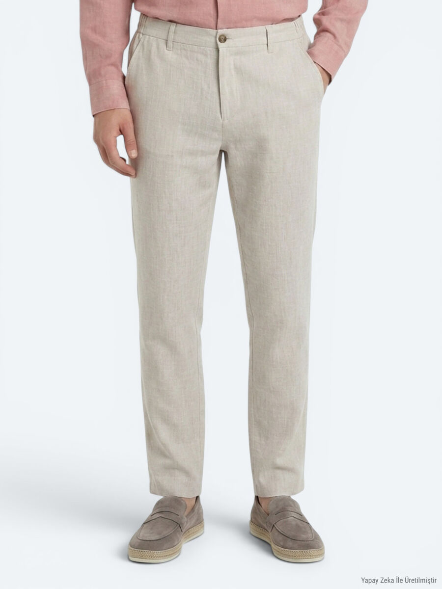 Taş Dokuma Relaxed Fit Casual Pamuk Karışımlı Pantolon - 2