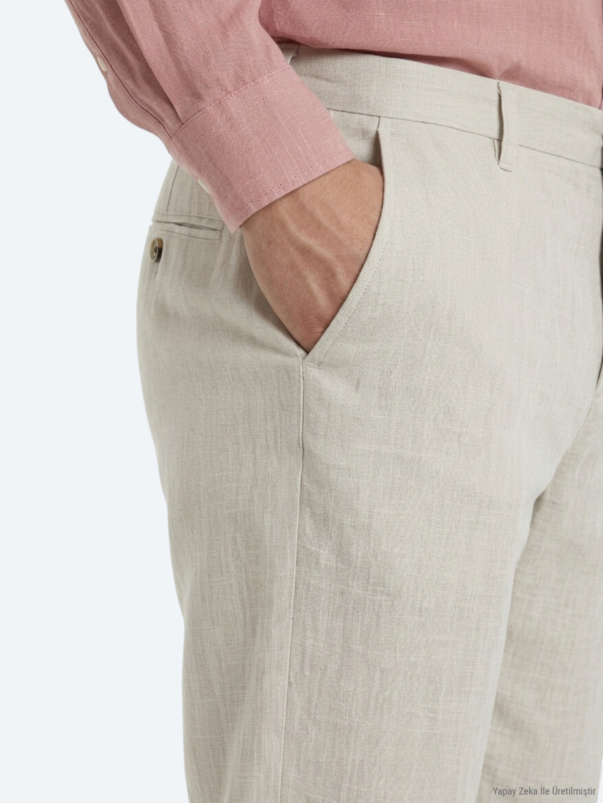 Taş Dokuma Relaxed Fit Casual Pamuk Karışımlı Pantolon - 4