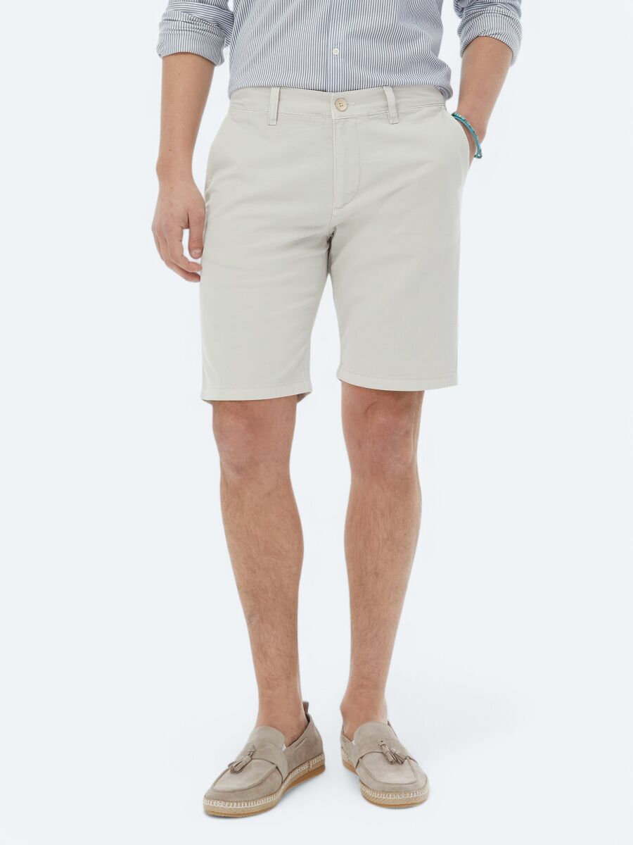 Taş Dokuma Slim Fit Casual Pamuk Karışımlı Bermuda - 2