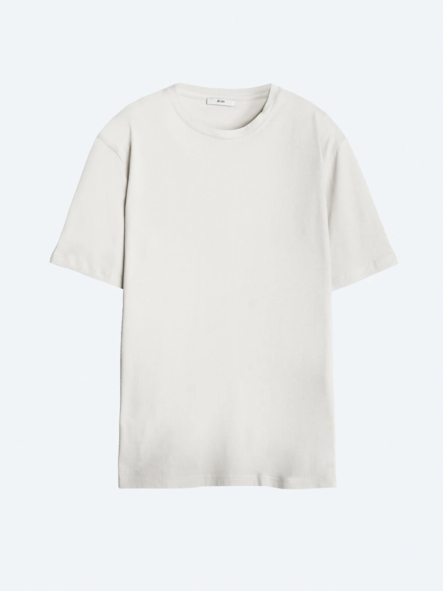 Taş Düz Bisiklet Yaka %100 Pamuk T-Shirt - 6