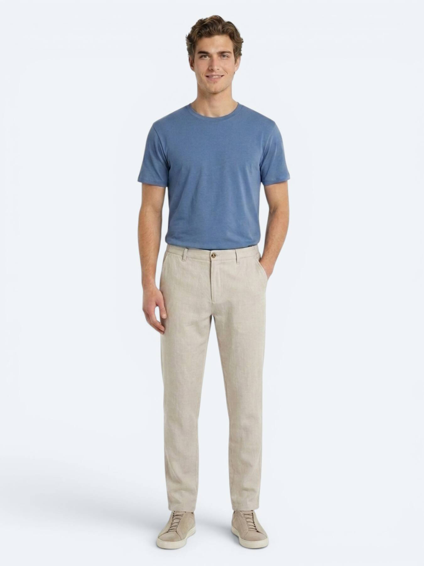 Taş Düz Dokuma Jogging Fit Casual %100 Keten Pantolon
