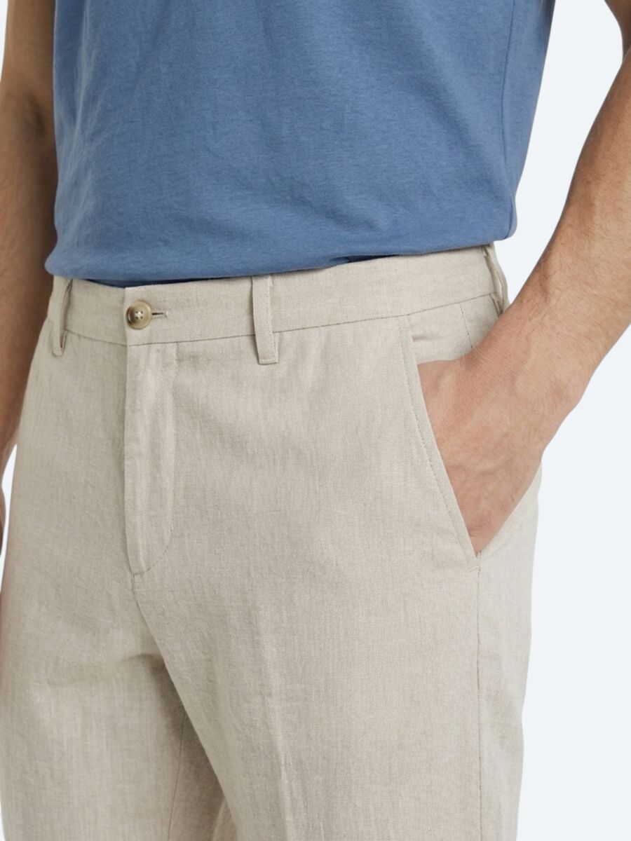 Taş Düz Dokuma Jogging Fit Casual %100 Keten Pantolon - 4