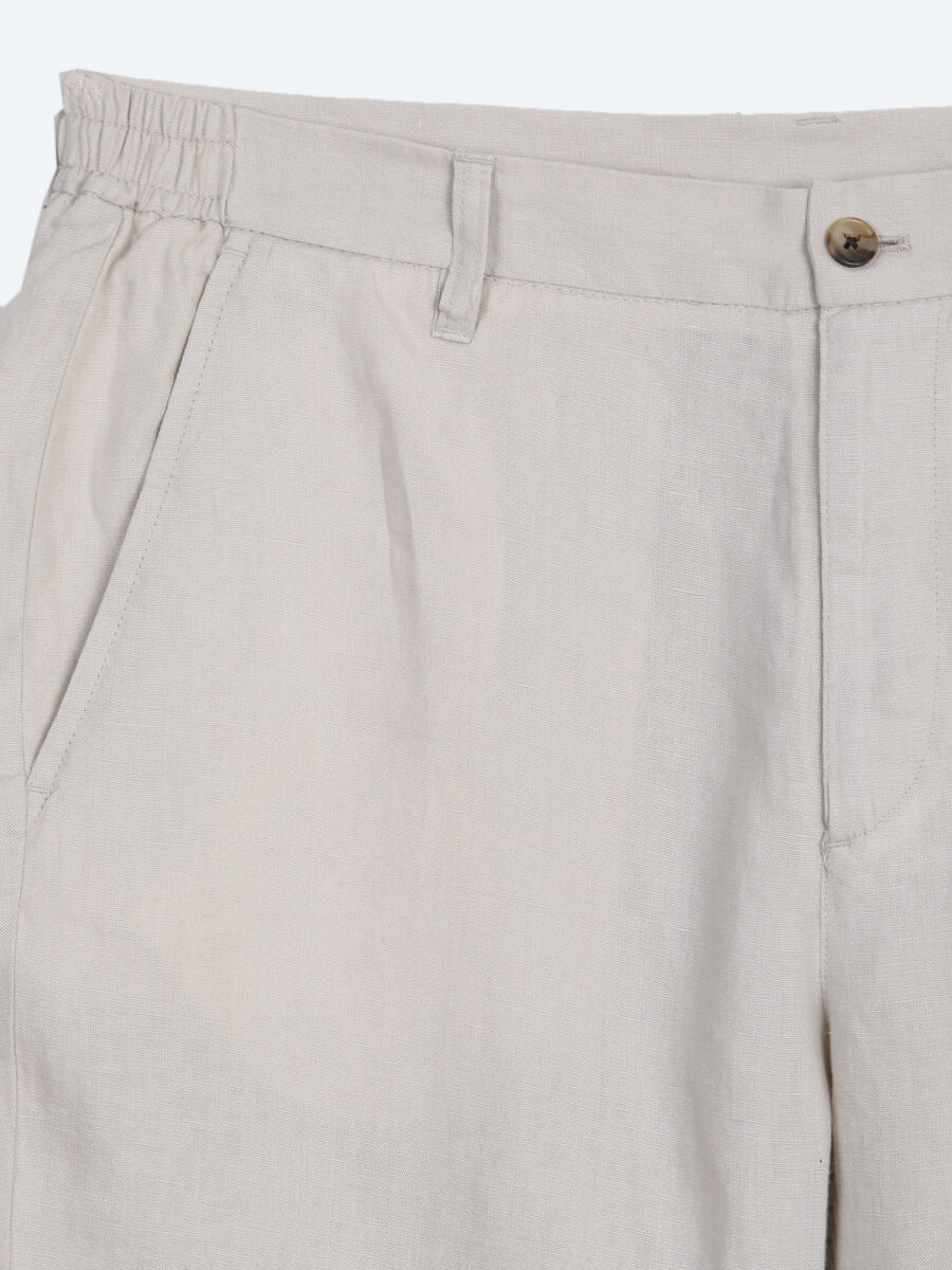 Taş Düz Dokuma Jogging Fit Casual %100 Keten Pantolon - 7