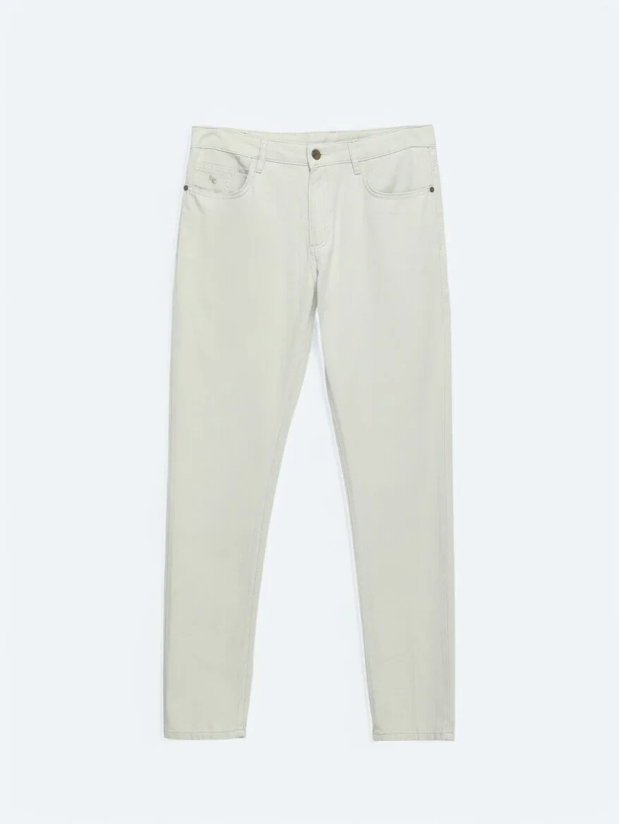 Taş Düz Dokuma Regular Fit Casual Pamuk Karışımlı Pantolon - 5