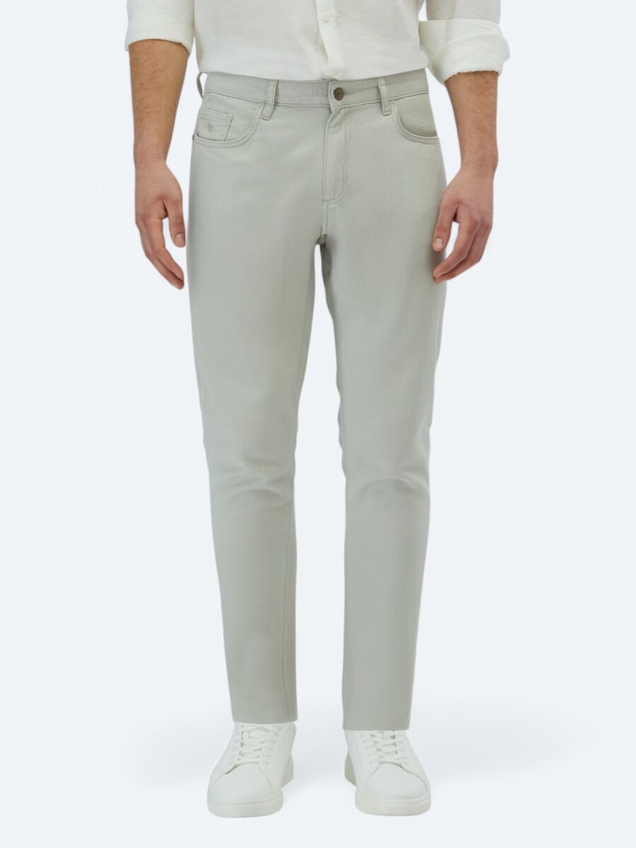 Taş Düz Dokuma Regular Fit Casual Pamuk Karışımlı Pantolon - 2