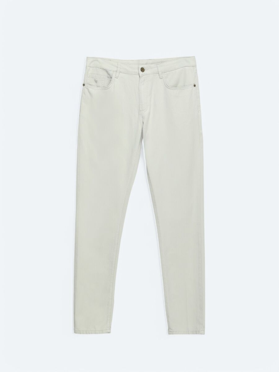 Taş Düz Dokuma Regular Fit Casual Pamuk Karışımlı Pantolon - 5